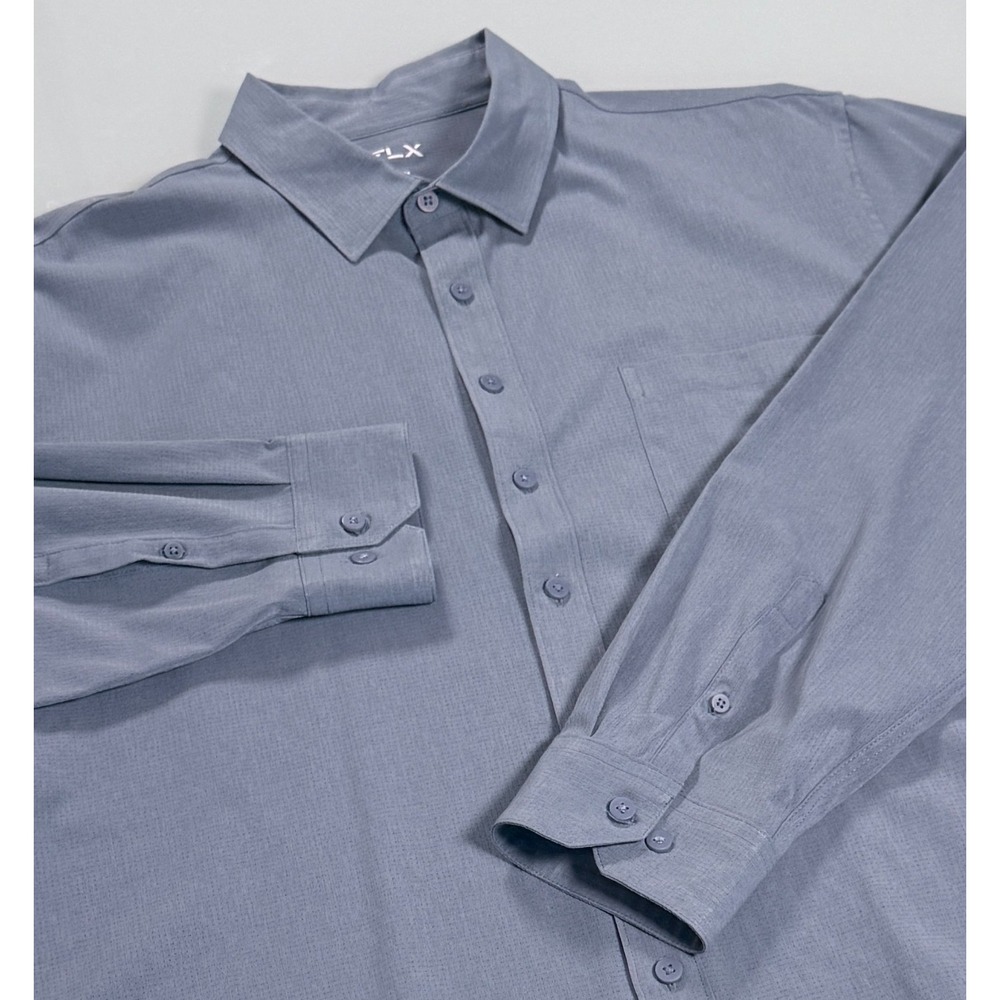 FLX Urban Commuter Performance Long Sleeve Tech Shirt Mens Slate Blue - XXL Slim